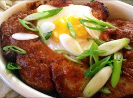 Recipe: Baked Eggs with Roasted Potatoes, Chorizo and Romesco